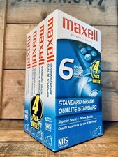 Lot 4 MAXELL VHS T-120 6 Hour Tape Blank NEW SEALED Videocassette Standard Grade