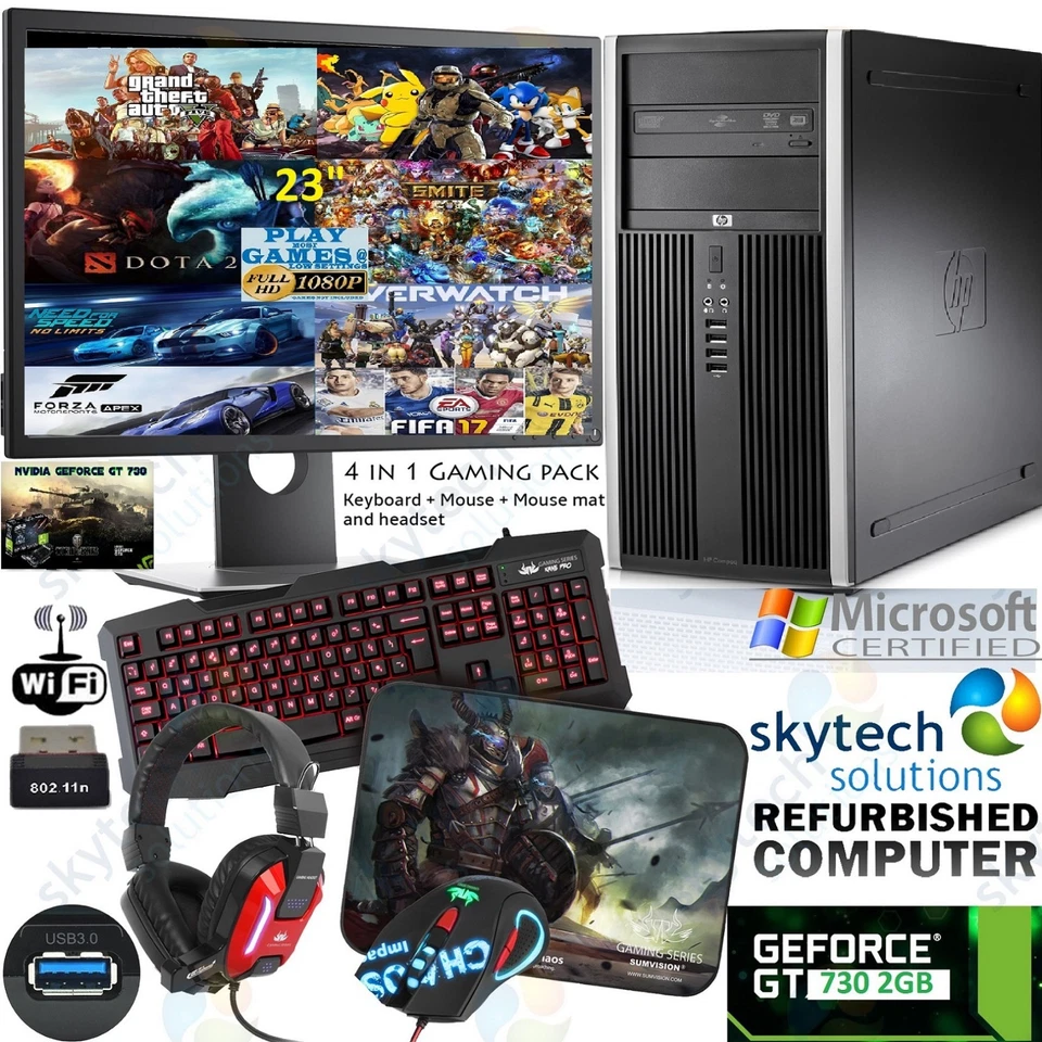 FAST GAMING TOWER PC CORE i7-2600 FULL SET COMPUTER GT 730 2GB HDMI 16GB 2TB SSD - Image 2 of 4