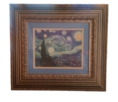 Vincent van Gogh Starry Night Art Oil Painting Printed on canvas Golden Framed