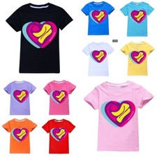 Kids ZAMFAM Print Cartoon Short Sleeve T-Shirt Girls Casual Cotton Tee Tops