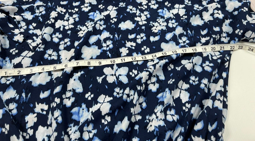 Michael Kors Tie Up Sleeve Floral Blouse Top Size Large Blue Black Elastic Waist - Picture 5 of 9