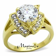 3.1 Ct Stunning Round Cut CZ Stainless Steel 14k GP Engagement Ring Size 5-10