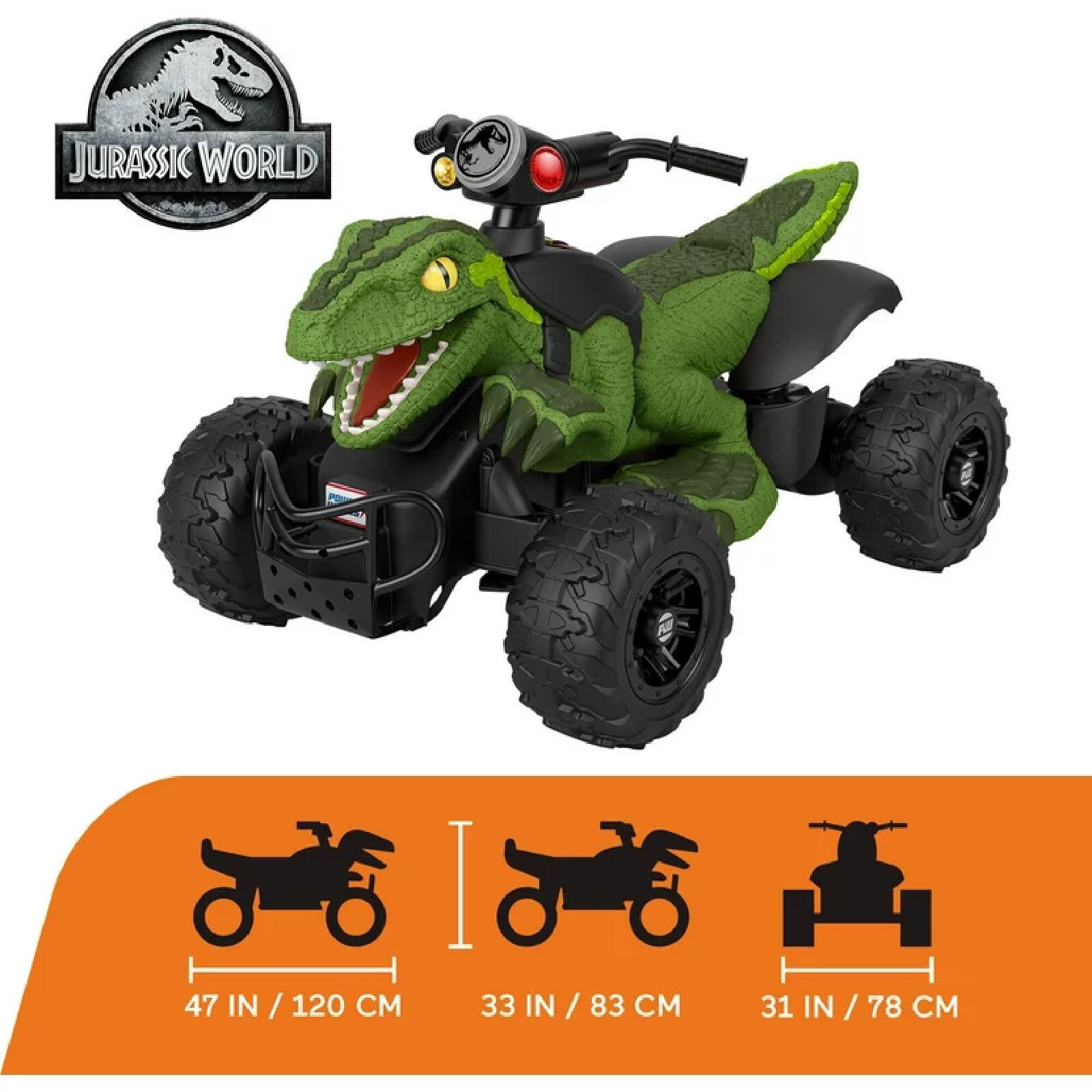 Power Wheels Jurassic World Dino Racer BatteryPowered RideOn 12V