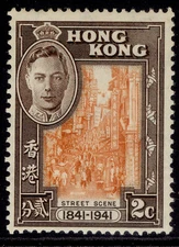 HONG KONG GVI SG163, 2c orange & chocolate, LH MINT.