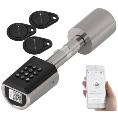 VisorTech Elektronischer Tür-Schließzylinder, Transponder, Bluetooth & App, IP65