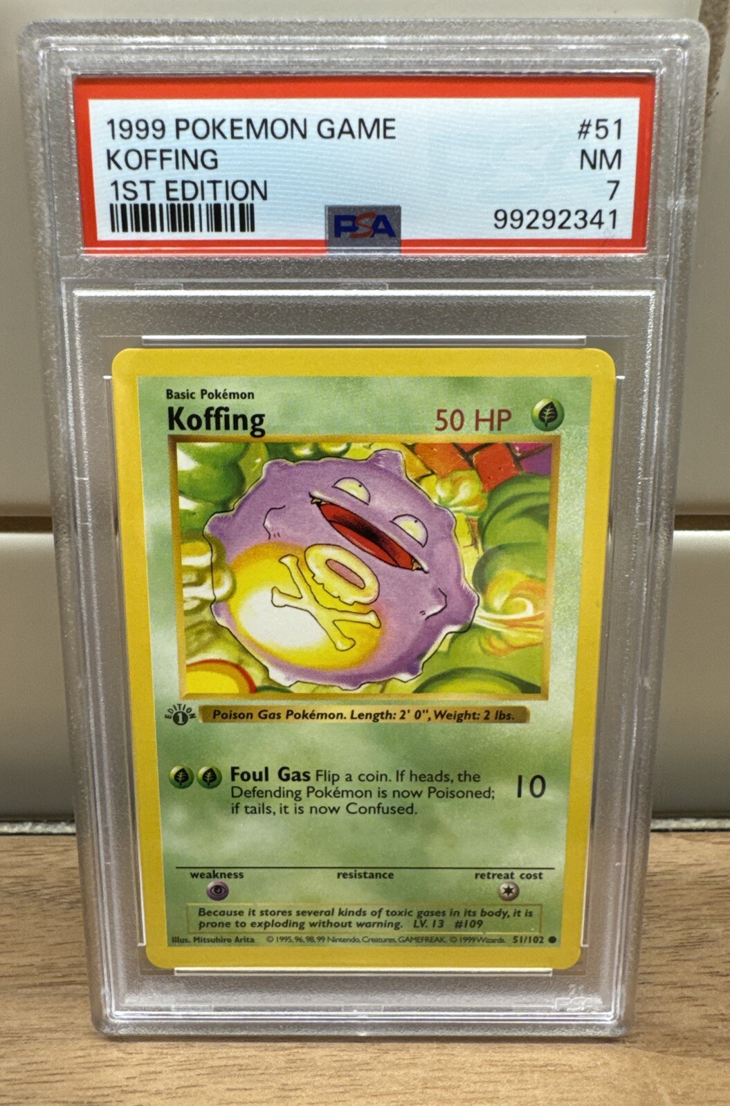 1999 English Pokemon First Edition Base Set PSA 7 NM KOFFING 51/102