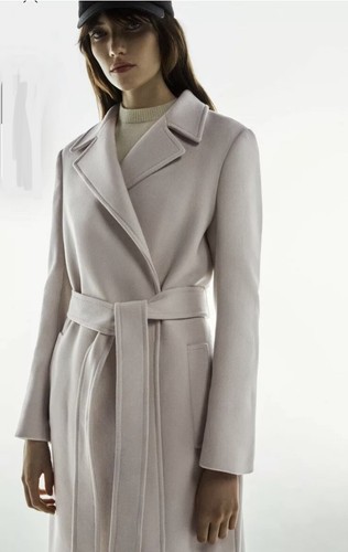 Zara Sand Beige Italian Monteco Wool Belted Wrap Coat XL UK16 # M33XL | eBay