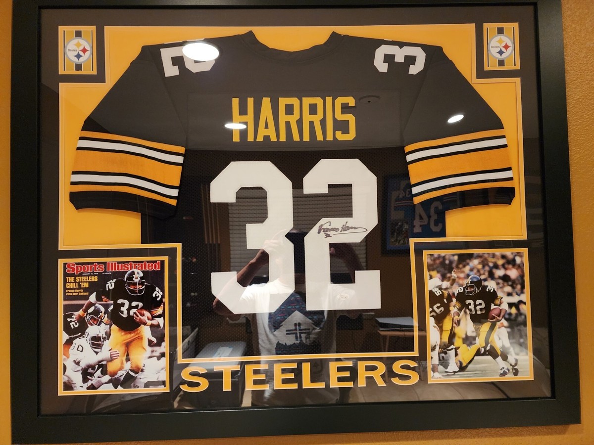 Franco Harris HOF MVP Autograph Steelers Custom Framed Jersey (JSA  COA)
