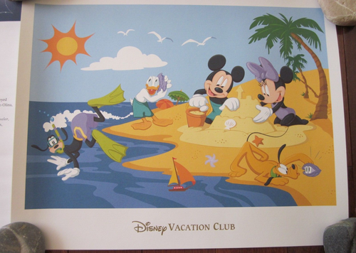 DVC MICKEY MINNIE DONALD GOOFY PLUTO HAWAII AULANI BEACH DAY LITHOGRAPH LETTER