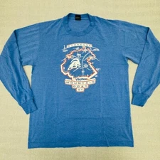 Vintage 1991 Syracuse Mountain Goat Long Sleeve T-Shirt Blue XL Made In USA Best