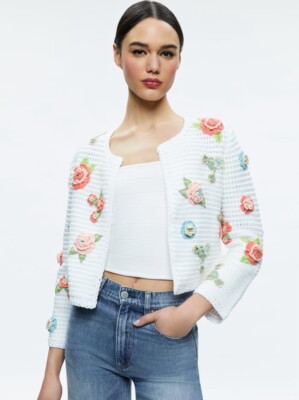 Alice Olivia Anderson Floral Applikation Cardi 595 $ Größe L