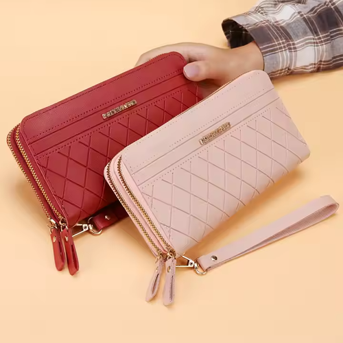 New women's long wallet Korean style simple double zipper coin purse multi-card - Bild 2 von 16