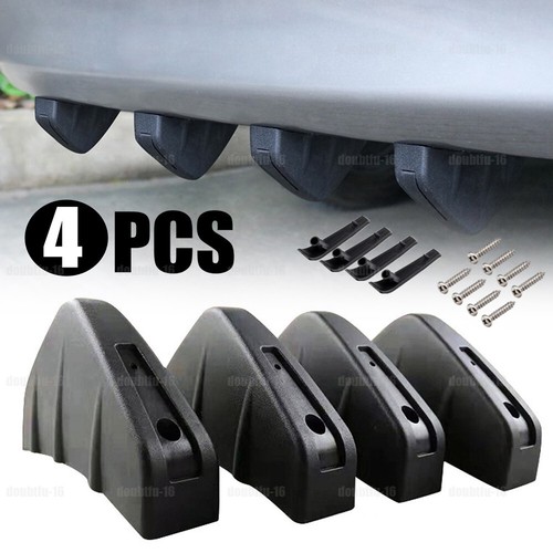 4× Universal Car Rear Bumper Lip Diffuser Shark Fins Splitter Accessories Black - Afbeelding 1 van 12