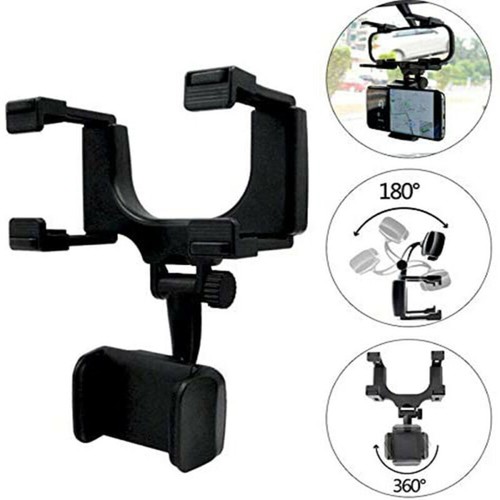 Universal 360° Car Rearview Mirror Phone Holder Mount Vehicle Cell Phone Stand - Picture 12 of 13