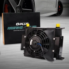 30 Row 10AN Universal Aluminum Transmission Engine Oil Cooler + 7" Electric Fan