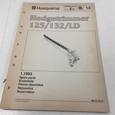 Husqvarna 125 132 LD Hedge Trimmer Illustrated Parts List 1062293-61 1993