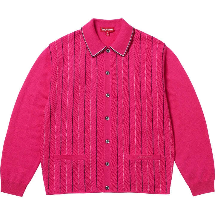 Cardigan rose à chevrons Supreme