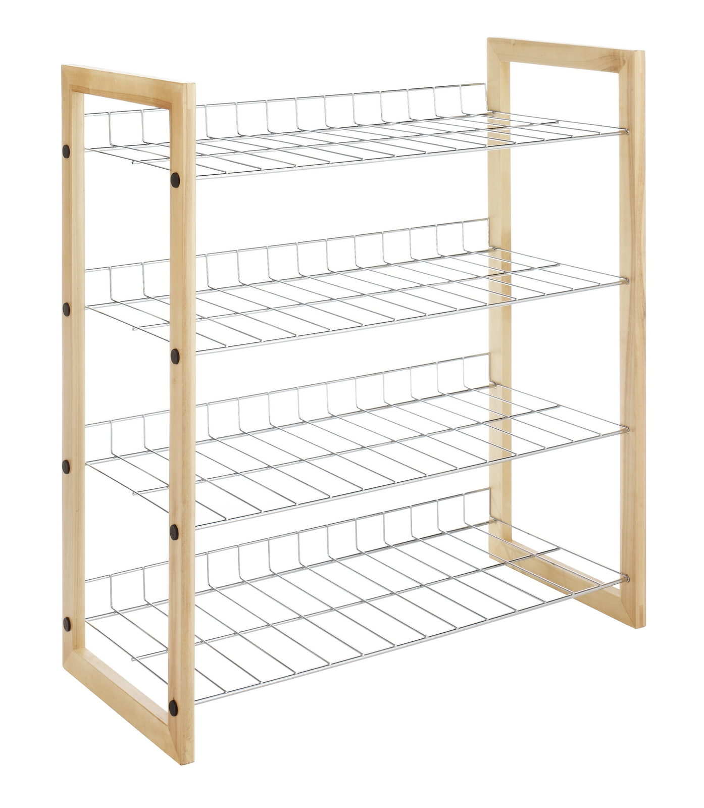 Whitmor 4-Tier Natural Wood Chrome Closet Storage Organizer Rack