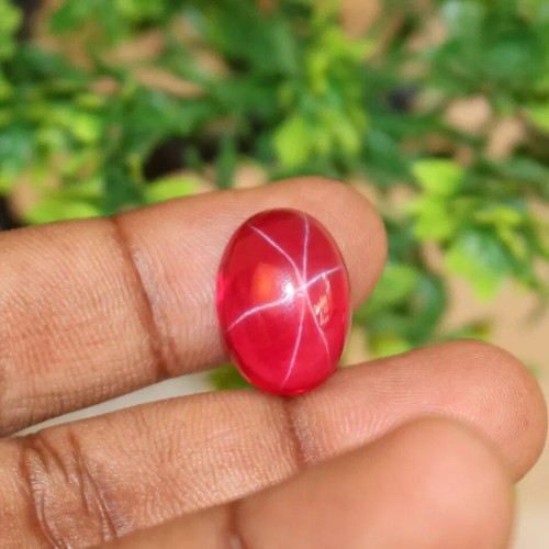5.1 Ct+ 6 Rays Natural Red Star Ruby Oval Cabochon Certified Loose Gemstone - Picture 4 of 8