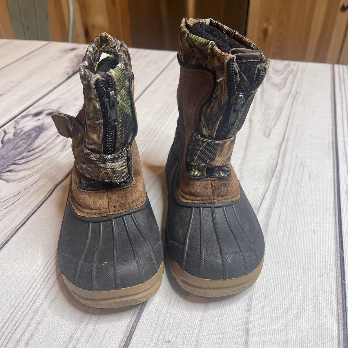 Ozark Trail Zip Pac Winter Boots Mossy Oak Camouflage Hunting Kids