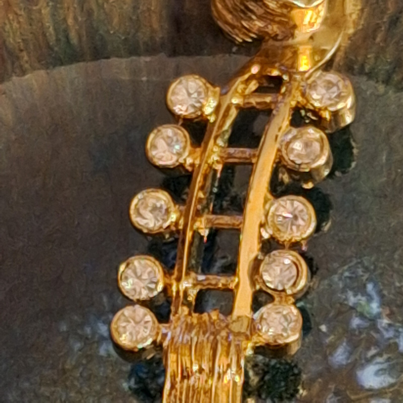 Tona String Instrument Rhinestone Gold Brooch-Vio… - image 17