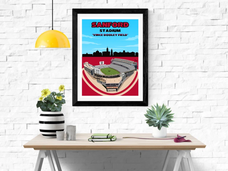 Sanford Stadium GA Bulldogs Vertical Poster Print for Fan Man Cave