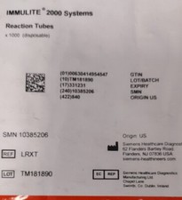 LRXT Siemens 2000 Gear Driven Reaction Tubes (1,000/Pack) [SMN #: 10385206]