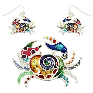 Gorgeous Crab Pendant and Earrings Set NO Chain  Gift Boxed Fast Shipping