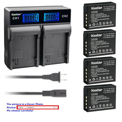 Kastar Battery LCD Rapid Charger for Fujifilm NP-W126 BC-W126 & Fujifilm X-A5