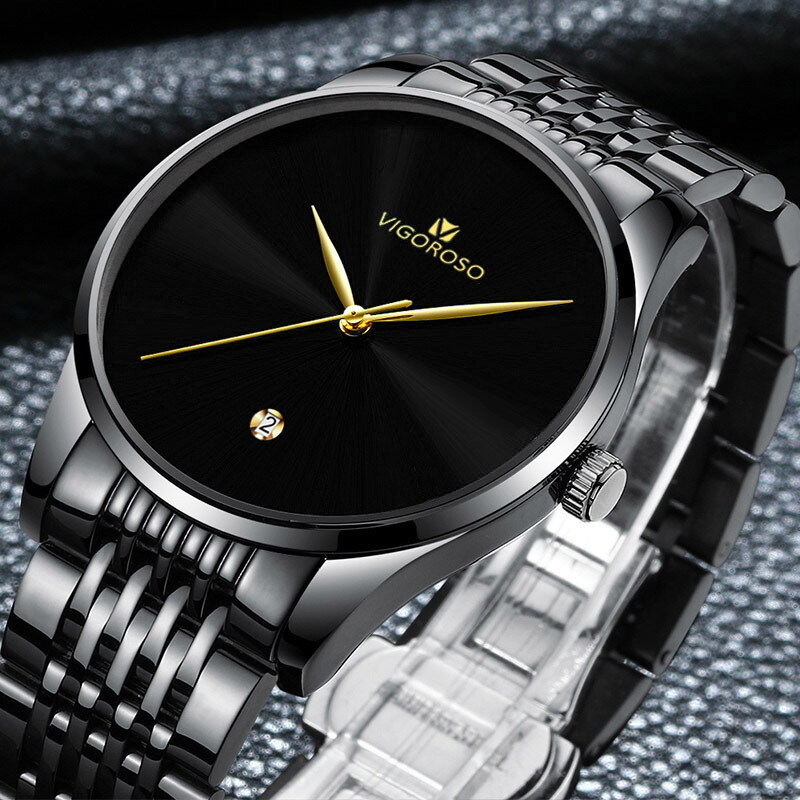 Fashion Men's Quartz Watch Stainless Steel Waterproof AUTO Date Business Watches