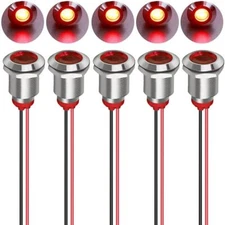 5Pcs 12Mm LED Metal Indicator Light AC/DC 12-24V Waterproof Signal Lamp Pilot Da