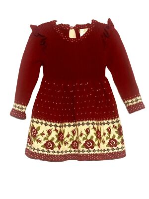 Max Studio Girls Dress Size 9-12 Months Christmas Sweater Knit Long Sleeve