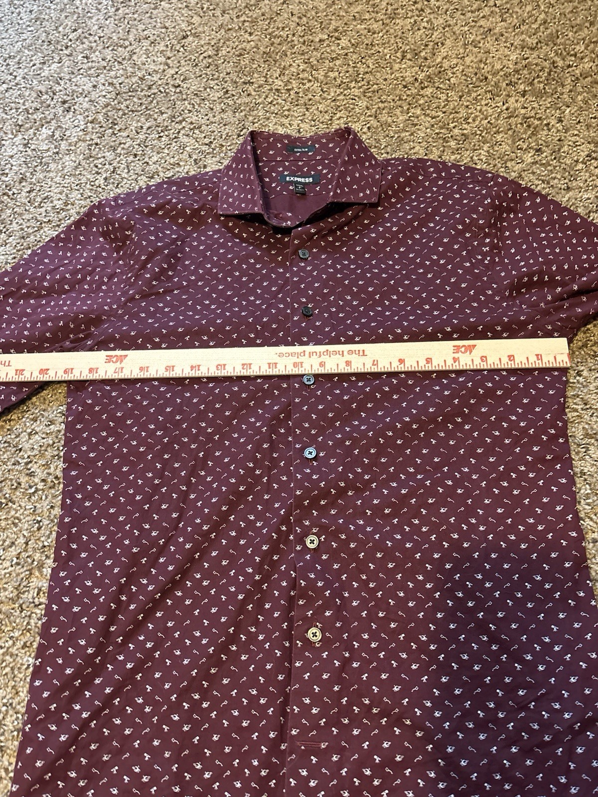 Express Burgundy Micro Print Space Theme Button D… - image 5