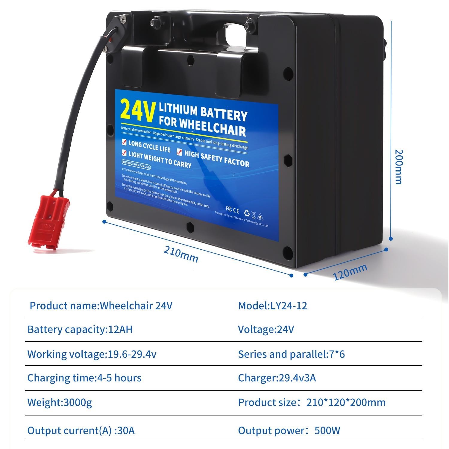 24V Li-ion Battery Pack 12A 20A 30A  for Electric Wheelchair Bycicle Repalcement
