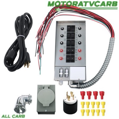 ALL-CARB 31410CRK 10-Circuit Generator Transfer Switch Kit, Max Amps 60 A, Gray