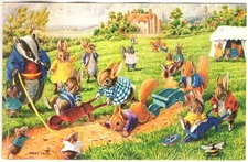VINTAGE Postcard    (RACEY HELPS / MEDICI)      "THE WHEELBARROW RACE"