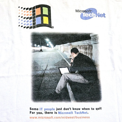 Vintage Y2K Microsoft Windows 95 TechNet Computer Tech T Shirt XL