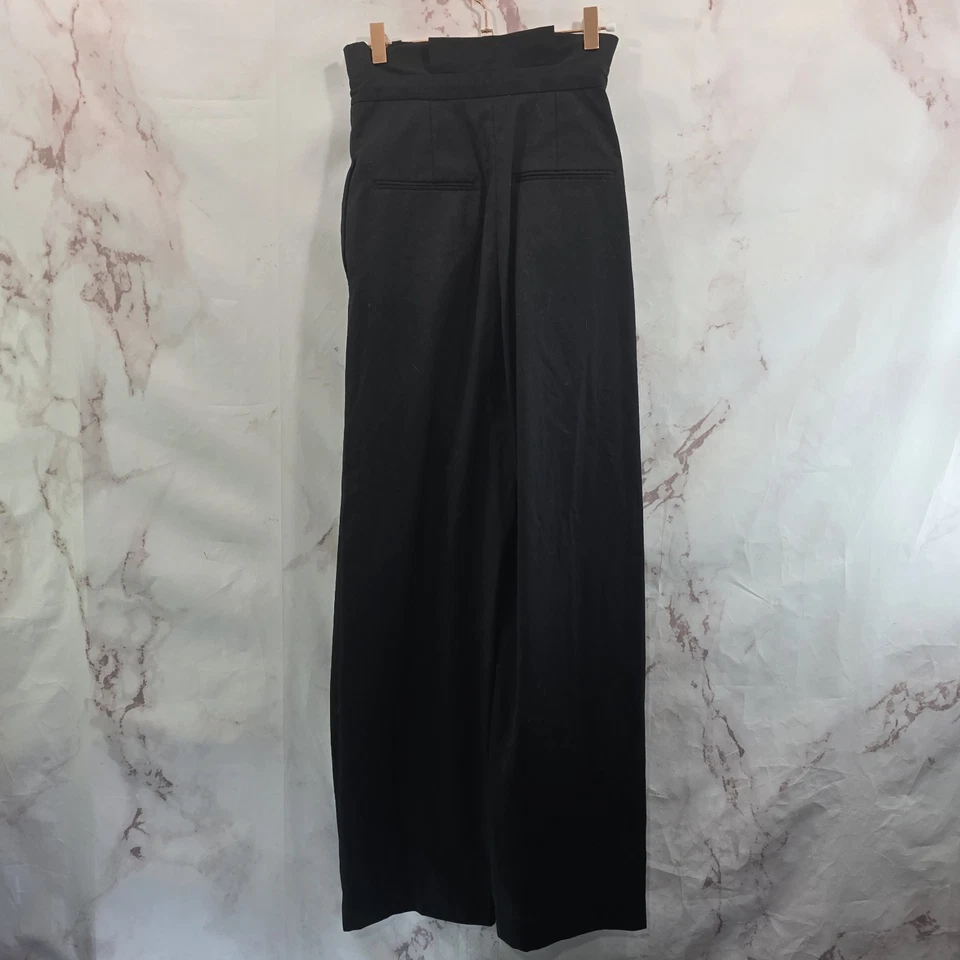 & Other Stories Pants Womens 0 25 Black High Rise Trouser Wool Slacks Paperbag - Image 4 of 4