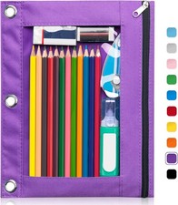 3 Ring Binder Pencil Pouch - Clear Window Pencil Case with