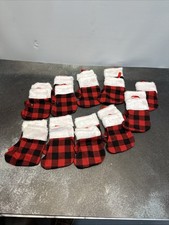 19 PCs Christmas Stockings Buffalo Plaid Red and Black Mini 5" Christmas Stockin