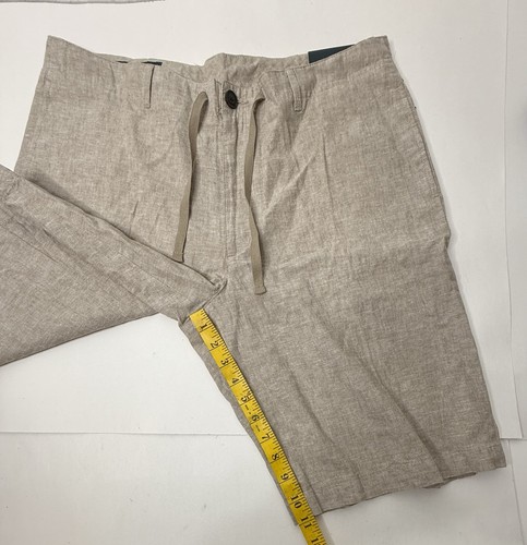 PERRY ELLIS Linen Blend Short Drawstring Tan Size 34 Casual Formal Bermuda NEW - Picture 5 of 16