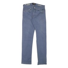 COVERI Herren Baumwollmischung Blau Slim Straight Hose W29 L31 Freizeit Rei&szlig;verschluss