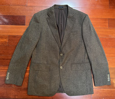 Vintage Faconnable Wool Herringbone French Ivy Blazer Brown Quiet Luxury