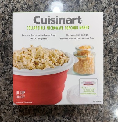 Cuisinart Collapsible Microwave Popcorn Maker in Red 10 Cup Capacity New Sealed