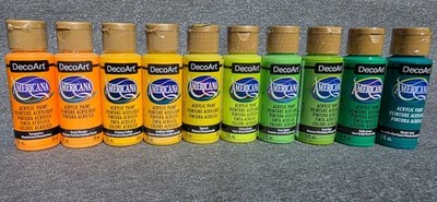 DecoArt Americana 10er SET ''Herbst'' Grün Orange Töne Acrylfarbe 10 x 59ml