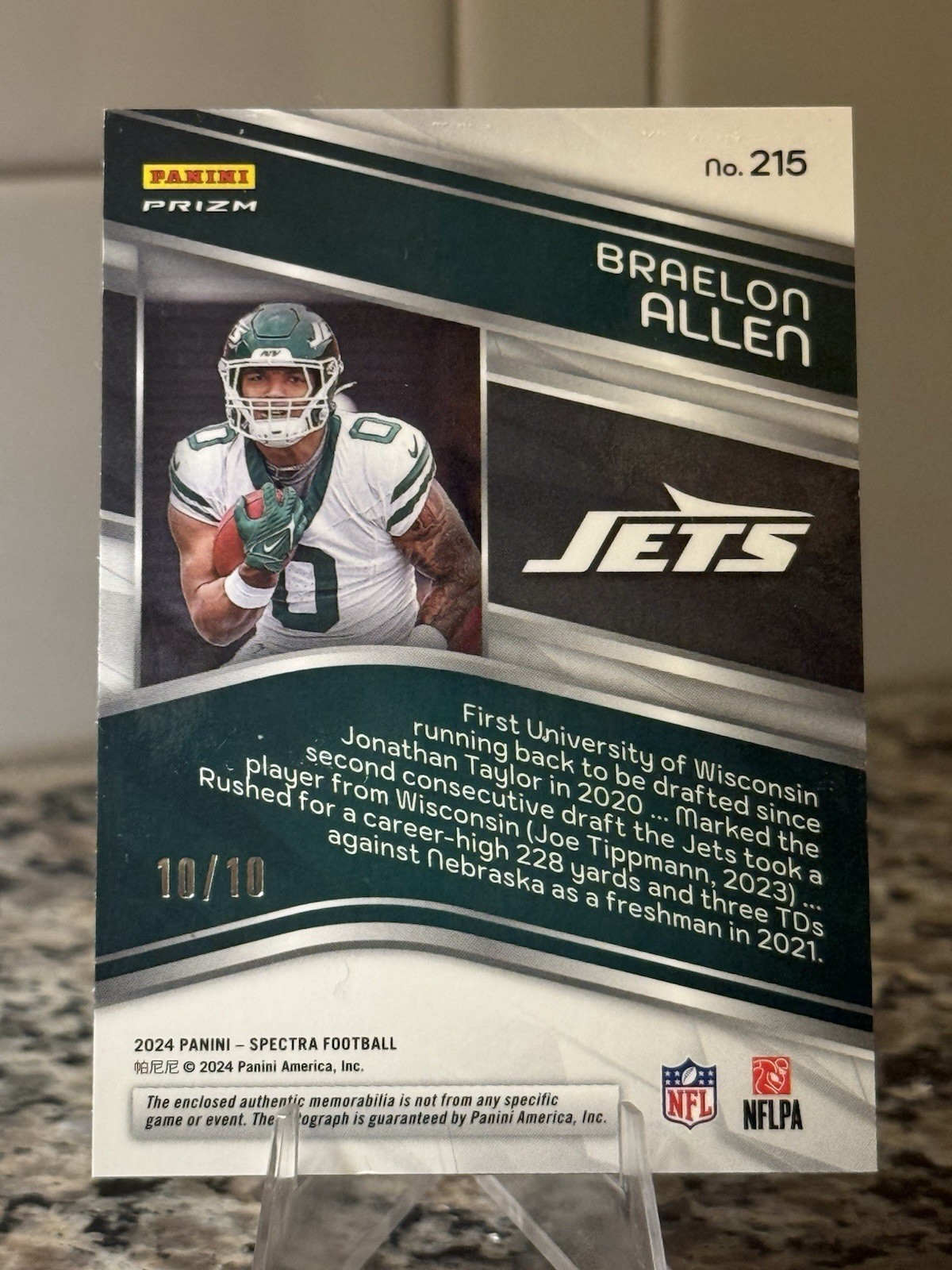 2024 Spectra Meta Prizm Braelon Allen RC Auto Patch 10/10 Bookend SSP Jets view 3