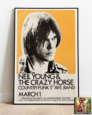 Neil Young Crazy Horse Boston Tea Party Konzert Tour Repro Poster bis 36 Zoll