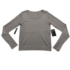 Nike Shirt Womens Medium Gray Long Sleeve Dri-Fit Running TechKnit NWT New