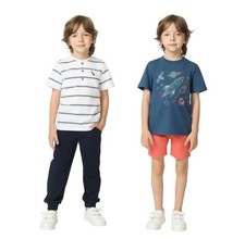 Kids Headquarters Tops Shorts Pants Red Multicolor Outer Space 4-Piece Playwear