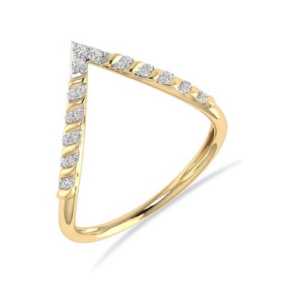 1/8 kt runder geschliffener natürlicher Diamant V-Form Jubiläumsband 18 K Gelbgold